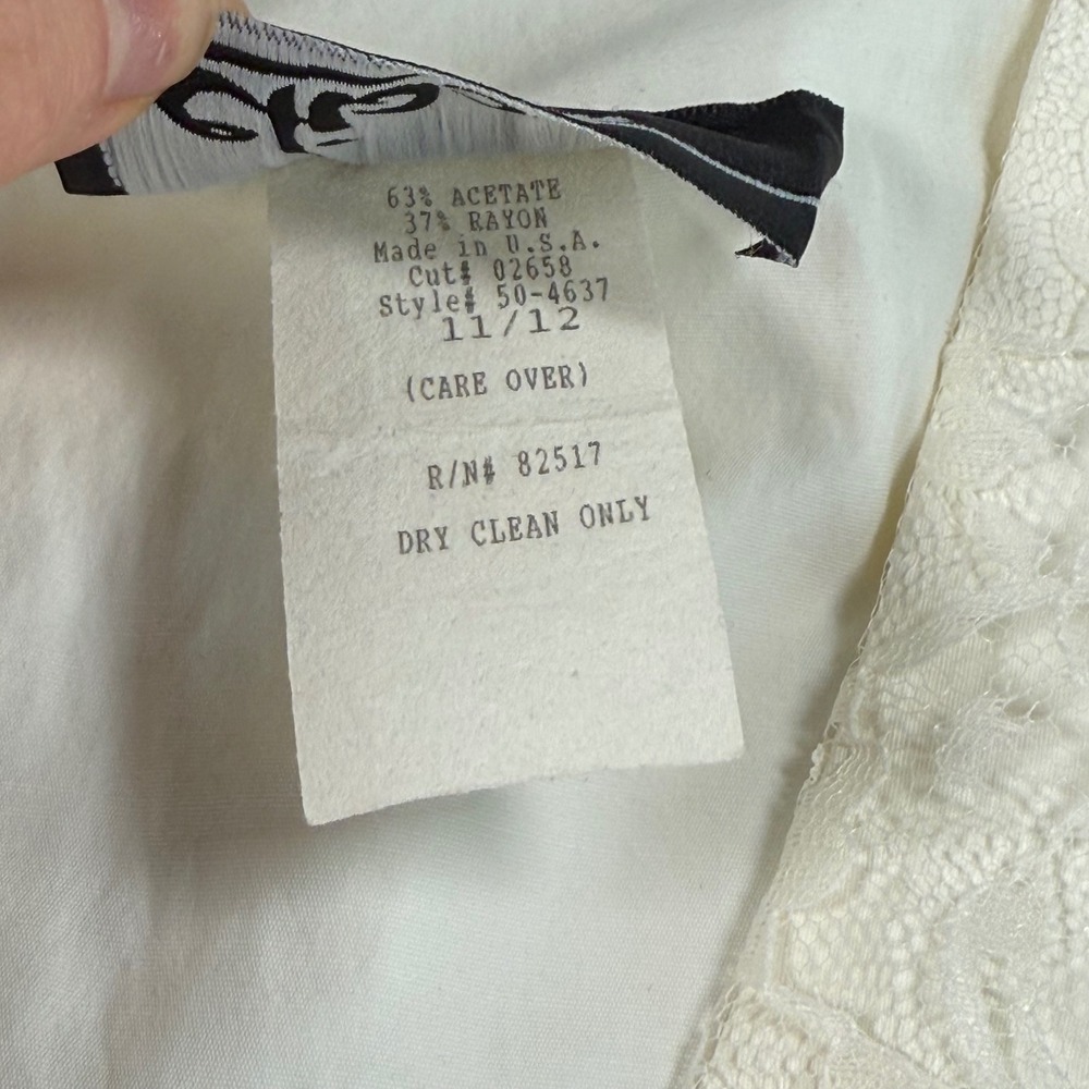 Vintage Elisse Jr Off White Lace Collar Button Front Mini Dress Size 11/12 USA - Picture 4 of 12